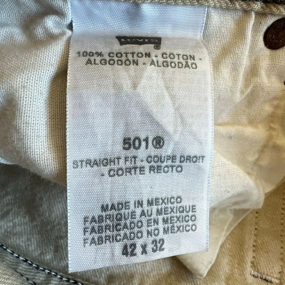 Levi’s Men’s 501 XX Jeans Mens Tan Straight‎ Fit Pants Chino
